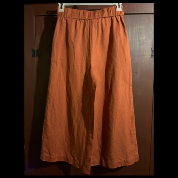 NWOT Urban Outfitters Linen Tie Front Wide Leg Cropped Pants Rust Orange Size M - Picture 9 of 15